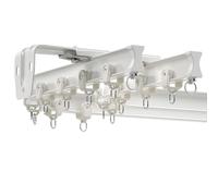 Generico Binario per Tende Doppio da 0,7-6,0 M, Bastone Tende Divisorie, Asta per Tende da Soffitto O da Parete per Uno Scorrimento Fluido(White-B,210cm/6.9ft(2 * 105cm))