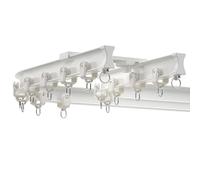 Generico Binario per Tende Doppio da 0,7-6,0 M, Bastone Tende Divisorie, Asta per Tende da Soffitto O da Parete per Uno Scorrimento Fluido(White-A,240cm/7.9ft(2 * 120cm))