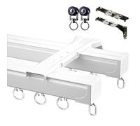 Generico Binario per Tende in Alluminio ad Alta Resistenza per finestre, Sistema per Tende da soffitto, Compatibile con Tende plissettate con Occhielli e a Pizzico, 400 cm, Bianco, Funzionamento Sile