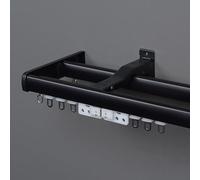 Generico Binario per Tende System Doppio 70-600cm Bastone per Tende da Parete Set Completo con Tappo Terminale Congiunto Scorritenda Divisorio per Soggiorno Camera(Nero,100cm/3.3ft)