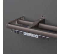 Generico Binario per Tende System Doppio 70-600cm Bastone per Tende da Parete Set Completo con Tappo Terminale Congiunto Scorritenda Divisorio per Soggiorno Camera(Gray,100cm/3.3ft)