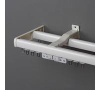 Generico Binario per Tende System Doppio 70-600cm Bastone per Tende da Parete Set Completo con Tappo Terminale Congiunto Scorritenda Divisorio per Soggiorno Camera(Bianco,100cm/3.3ft)