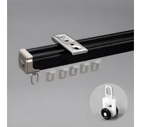 Generico Binario Tenda da 70-600 Cm, Binario per Tende a Soffitto in Alluminio per Impieghi Gravosi, Scorritenda da Parete con Rulli Silenziosi, per Balcone/Soggiorno(Black Celling,150cm/4.9ft)