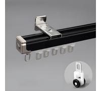 Generico Binario Tenda da 70-600 Cm, Binario per Tende a Soffitto in Alluminio per Impieghi Gravosi, Scorritenda da Parete con Rulli Silenziosi, per Balcone/Soggiorno(Black Wall,120cm/3.9ft)