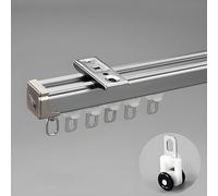 Generico Binario Tenda da 70-600 Cm, Binario per Tende a Soffitto in Alluminio per Impieghi Gravosi, Scorritenda da Parete con Rulli Silenziosi, per Balcone/Soggiorno(Gray Celling,280cm(2 * 140cm))