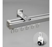 Generico Binario Tenda da 70-600 Cm, Binario per Tende a Soffitto in Alluminio per Impieghi Gravosi, Scorritenda da Parete con Rulli Silenziosi, per Balcone/Soggiorno(Gray Wall,90cm/2.9ft)
