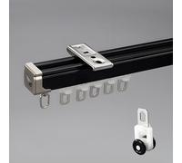 Generico Binario Tenda da 70-600 Cm, Binario per Tende a Soffitto in Alluminio per Impieghi Gravosi, Scorritenda da Parete con Rulli Silenziosi, per Balcone/Soggiorno(Black Celling,145cm/4.75ft)