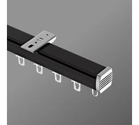 Generico Binario Tenda in Alluminio da 2,60mm, Asta per Tende Montata A Soffitto/Parete, Scorritenda per Finestre, Armadi, Bagni, Docce, Divisorio per La Privacy(Black-A,150cm/4.9ft)