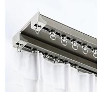 Generico Binario Tende Soffitto A Doppia,Binari Silenzioso in Alluminio per Separazione Ambienti, Ideale per Camera da Letto, Soggiorno E Ospedale(Size:190cm/6.2ft,Color:Champagne)