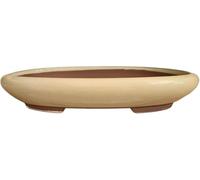 Genérico BIOMATA Vaso Bonsai Ceramica per Kifu 22,8 x 17,3 x 4,2 cm | Vaso ovale | Vaso per Bonsai resistente a qualsiasi clima | Vaso in ceramica con drenaggio (crema)
