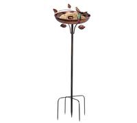 Genérico Bird Bath - 41 pollici Tall Metal Yard Birdbath | 31 x 105 cm Decorative Bird Water Feeder with 5 Prongs Easy To Install Base Stake,for Garden Patio Balcony Ground Flower Bed Yard Lawn Park