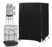 Generico Bird Cage Cover, Breathable Pet Cage Shield, Washable and Light-Blocking Nighttime Sleep Accessories for Small Animals, Finches, Cockatiels, Parakeets, Parrots, Black Colored
