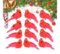 Genérico Bird Ornaments - 12 pezzi artificiale Flying Animal Craft with Metal Clip | Red Christmas Ornaments Birds For Park Garden Backyard Home Indoor Tote Bag