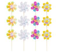 Genérico Bird Wooden Windchimes - Garden Spinners | 12 pezzi Spring Easter Decor | Cartoon Bunny Chick Spinner Windmills | For Yard Lawn Ornaments Porch Pathway