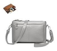 Generico Blaciokamith, Blaciokamith Large Capacity Phone Bag Crossbody Bag, Womens Multi Pockets Soft Leather Bag (Light gray)