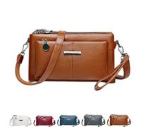 Generico Blaciokamith Large Capacity Mobile Phone Bag Crossbody Bag, Blaciokamith Retro Multi-pocket Soft, Versatile (Brown)