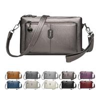 Generico Blaciokamith Large Capacity Phone Bag Crossbody Bag, Blaciokamith Vintage Multi Pockets Soft Leather Bags for Travel (bronze)