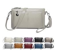 Generico Blaciokamith Large Capacity Phone Bag Crossbody Bag, Blaciokamith Vintage Multi Pockets Soft Leather Bag,Womens Crossbody Bag (Off-white)