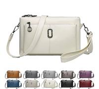 Generico Blaciokamith Large Capacity Phone Bag Crossbody Bag, Blaciokamith Vintage Multi Pockets Soft Leather Bags for Travel (white)