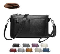 Generico Blaciokamith Large Capacity Phone Bag Crossbody Bag, Multi Pockets Soft Leather Bag, Womens Crossbody Bag (Black)