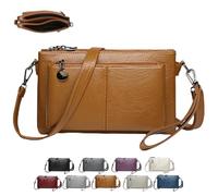 Generico Blaciokamith Large Capacity Phone Bag Crossbody Bag, Multi Pockets Soft Leather Bag, Womens Crossbody Bag (Brown)