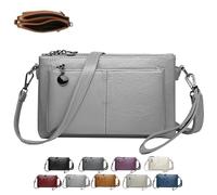 Generico Blaciokamith Large Capacity Phone Bag Crossbody Bag, Multi Pockets Soft Leather Bag, Womens Crossbody Bag (Light Gray)