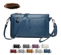 Generico Blaciokamith Large Capacity Phone Bag Crossbody Bag, Multi Pockets Soft Leather Bag, Womens Crossbody Bag (Blue)
