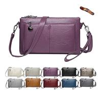 Generico Blaciokamith Large Capacity Phone Bag Crossbody Bags, Blaciokamith Vintage Multi Pockets Soft Leather Bag, Crossbody Bags (Purple)