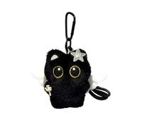 Generico Black Cat Keychain with Lanyard Plush Animal Decorative Realistic