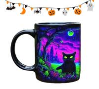 Generico Black Cat Mug Ceramic, 8x9.5cm Halloween Funny Mysterious Coffee Cup - Sturdy Festive Cup Mug | Mystical Night Scene For Work Kids Friends Men Women Adults Milk Beer Juice
