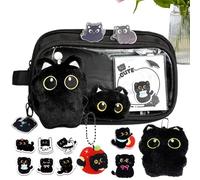 Generico Black Cat Stationery Set - Cute Pen Organizer, Large Capacity Pencil Case for Student Study, Animal Lovers with Creative Storage, School Supply, Artistic Kit for Writers Teens and Adults