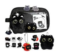 Generico Black Cat Stationery Set - Cute Pencil Case Organizer | Large Capacity Pen Bag with Compartments, for Students, Writers, Kids, Teens, Adults, Animal Lovers, Study Work Home Use