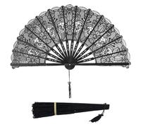 Generico Black Lace, Hand Fan, Elegant Folding with Floral 19.69x10.63 Inches for Halloween Costume Props Wedding Decoration Dancing Events Girls Daughter Granddaughter Family Friends Parties
