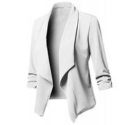 Generico Blazer Casual da Donna Eleganti Cappotto Cerimonia Aperta sul Davanti Colletto con Revers Giubbotto Ufficio Casual Tinta Unita Abito Ufficio Eleganti Curvy Giacca da Lavoro Maniche Lunghe