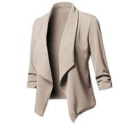 Generico Blazer Casual da Donna Eleganti Cappotto Cerimonia Aperta sul Davanti Colletto con Revers Giubbotto Ufficio Casual Tinta Unita Abito Ufficio Eleganti Curvy Giacca da Lavoro Maniche Lunghe