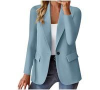 Generico Blazer da Donna Abito Casual Maniche Lunghe Ufficio Giubbotto Colletto con Revers Cerimonia Tinta Unita Tailleur Aperta sul Davanti Eleganti Curvy con Bottoni Giacca da Lavoro Ufficio