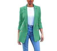 Generico Blazer da Donna Aperto Giacca Ufficio Maniche Lunghe Aperta sul Davanti Abito Eleganti Ufficio Curvy Giacche Colletto con Revers Cerimonia Tinta Unita con Bottoni Cappotto da Lavoro Casual