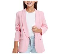 Generico Blazer da Ragazza Elegante Maniche Lunghe Aperto sul Davanti Scialle Risvolto Giacca Formale con Tasca Interna Bambina Giacca per Riunioni Formali Presentazion Scolastiche