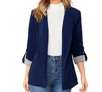 Generico Blazer Donna Cerimonia Eleganti Curvy Manica Lunga Aperto Davanti Giubbotto Carriera Basic Cardigan Ufficio Elasticizzate Cappotto da Lavoro Bottone Top Oversize Business