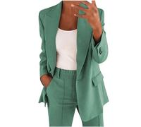 Generico Blazer Donna Invernale Tailleur Donna Eleganti Maniche Lunghe Primaverile Blazer Autunnale Tailleur Mezza Stagione Corto Giacca Evento Curvy Suits Ropa 2#Verde Chiaro XXL