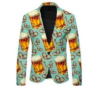 Genérico Blazer Uomo Oktoberfest Giacca Uomo Intrattenimento Stampa Birra Blazer One Bottone Abbigliamento Oktoberfest per Uomo Top Slim Fit Casual Outdoor, A Azzurro chiaro, S