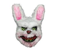 Generico Bloody Plush - Rabbit Headgear | Halloween Scary Face Cover With Soft Long Hair And Elastic Band, Creepy Cosplay For Role Play, Parties, And Costume Events