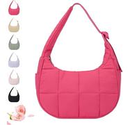 Generico Bloomrs Bag, Bloomr Purse, Small Puffer Crescent Shoulder Bag, Adjustable Shoulder Strap, Soft Light Fluffy (Rose Red)