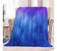 Generico Blu Coperta Plaid in Pile di Flanella Tema Natalizio Glitter Stelle Morbida Leggera Coperta 220 x 240 cm - Adatto per Letto Divano Campeggio Viaggio Sedia a Sdraio