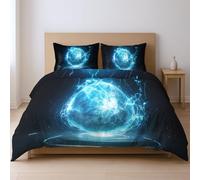 Generico Blu Fantascienza Misterioso Fresco Sognante Surreale CopriPiumino Morbido Set Di Piumoni Con Cerniera Adatto Ai Giovani 200 x 200cm Set Da Tre Pezzi