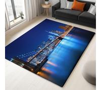Generico Blu Grandi Tappeti Paesaggio Urbano Ponte Architettura Morbido Pelo Corto Tappeto, Antiscivolo antimacchia Tappeto per Soggiorno Camera da Letto Ufficio Sala 160 x 230 cm