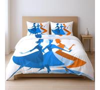 Generico Blu Illustrazioni Eleganti E Alla Moda Set Di Piumoni Tocco Confortevole CopriPiumino Con Federa Adatto Ai Giovani 220 x 240cm Set Da Tre Pezzi