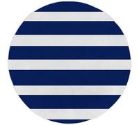 Generico Blu Navy Tappeto rotondo 100 cm, Motivo Nautico A Righe stampa lavabile in lavatrice, Antiscivolo Tappeto rotondo per sala da soggiorno morbido Facile da Pulire