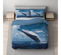 Generico Blu Set Copripiumino,Fumetto mare balena,Ultra Soft copripiumini - Ultra morbido,Angenehm, Reversibile, Per l'estate e l'inverno,Copripiuminos 200 x 220