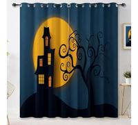 Generico Blu Tende Oscuranti Moderne per Camera da Letto e Soggiorno, Set di 2 Pezzi con Occhielli Stampa Fantasy Gotico Termiche e Isolanti 117 L x 183 A cm